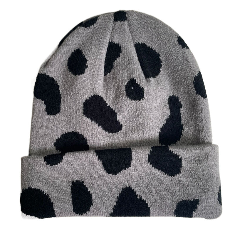 Wholesale Autumn and Winter Warm Student Cute Leopard Print Cow Knitted Wool Hat