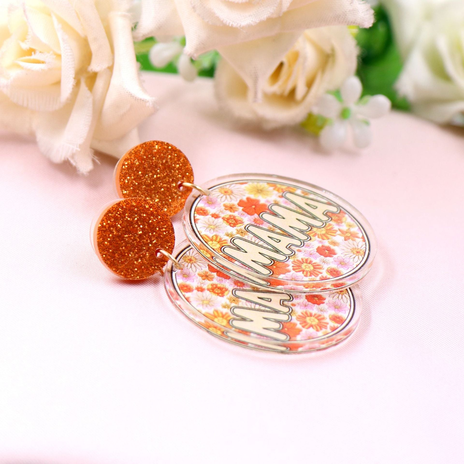 Wholesale Mother's Day Flower Mama Acrylic Earrings