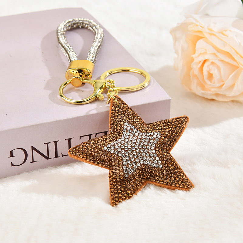Wholesale Colorful cartoon pentagram diamond studded keychain