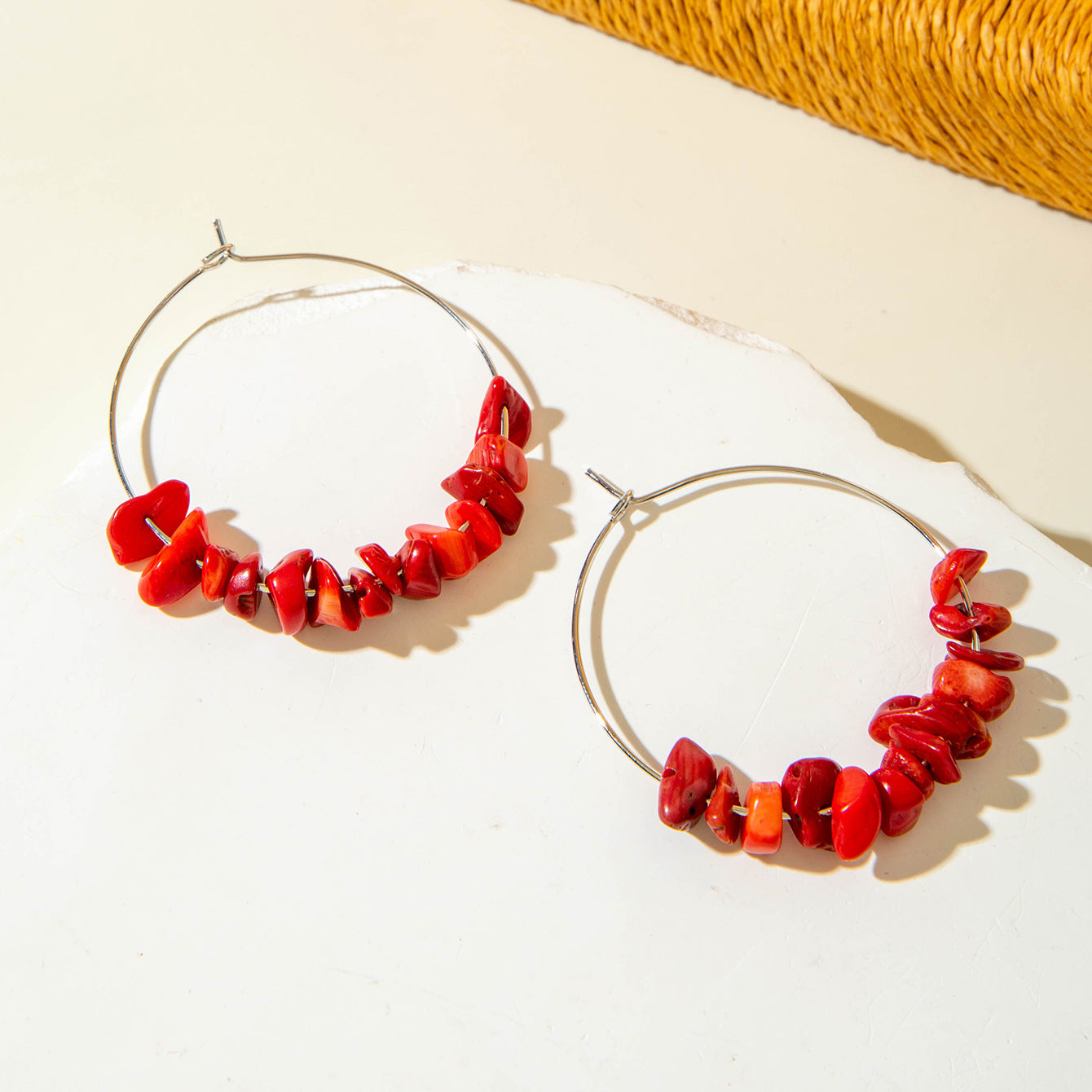 Wholesale  10pcs Versatile irregular crystal gravel Hoop Earrings