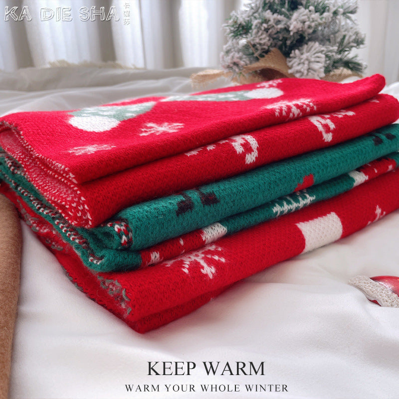 Wholesale Christmas Wool Knitted Thick Versatile Deer Scarf