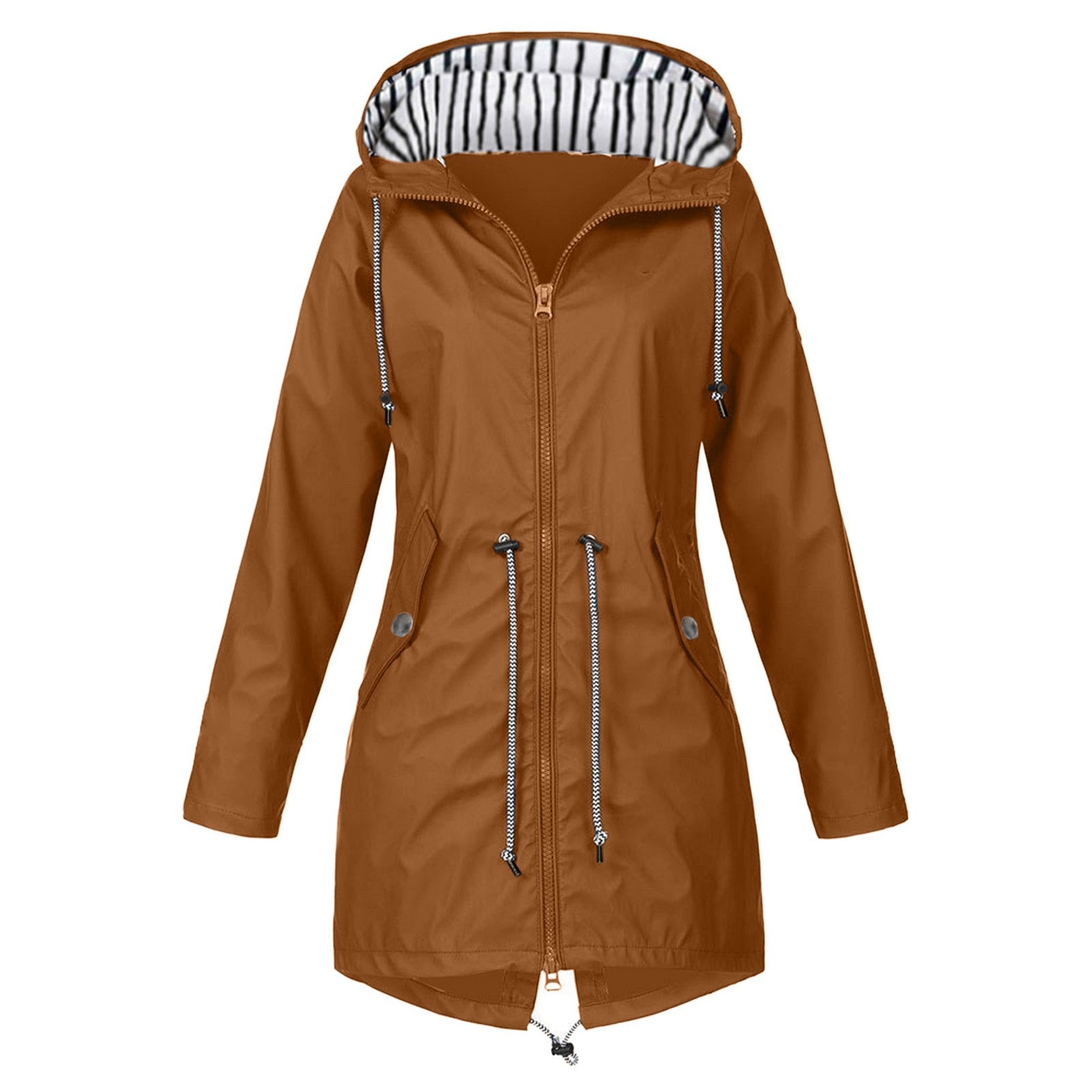 Wholesale Women's Casual Solid Color Outdoor Windproof and Waterproof Jacket Hooded Polyester Coat