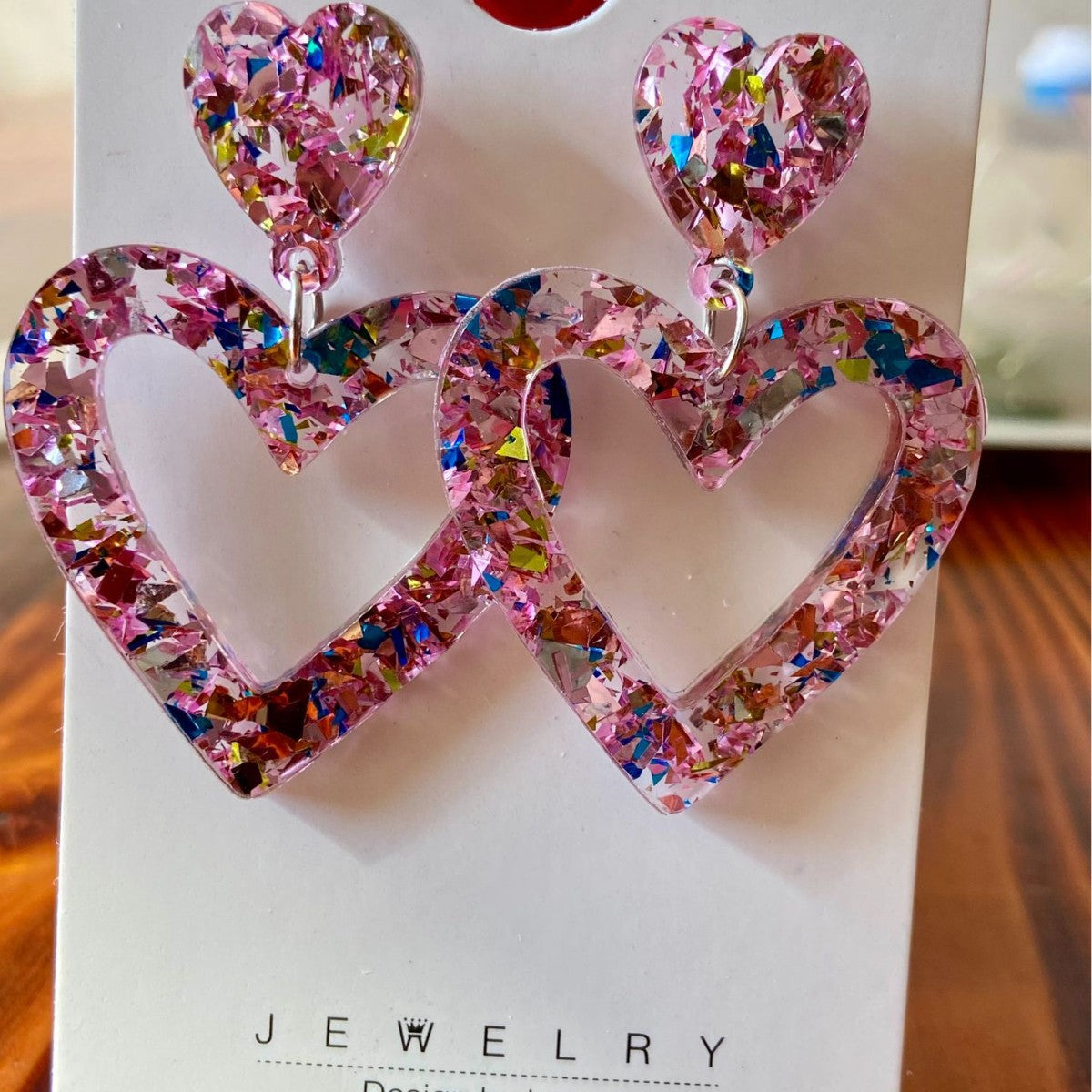 Wholesale Valentine' s Day Acrylic Love   Peach Heart Earrings