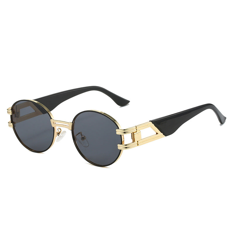 Wholesale Oval Retro Round Metal Fashion Versatile Sunglasses