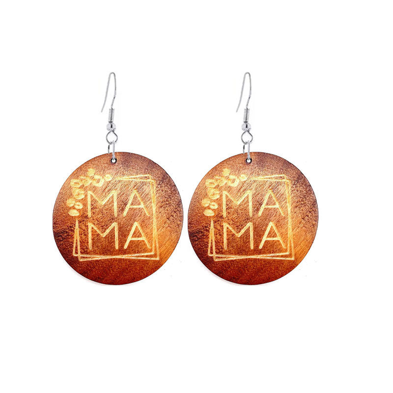 Wholesale Mother's Day Gift MAMA Wooden Earrings