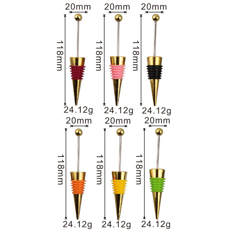 Wholesale Beadable Utensils DIY Zinc Alloy Gold Wine Stopper