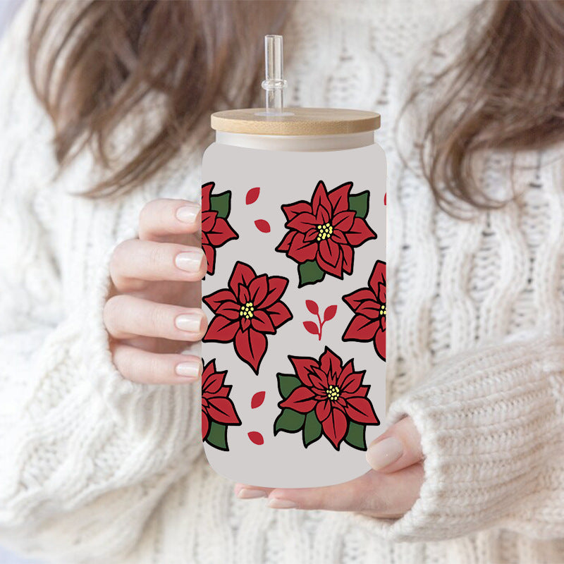 Wholesale Leaves Flowers Christmas Tree 16oz Cup UV DTF Wraps