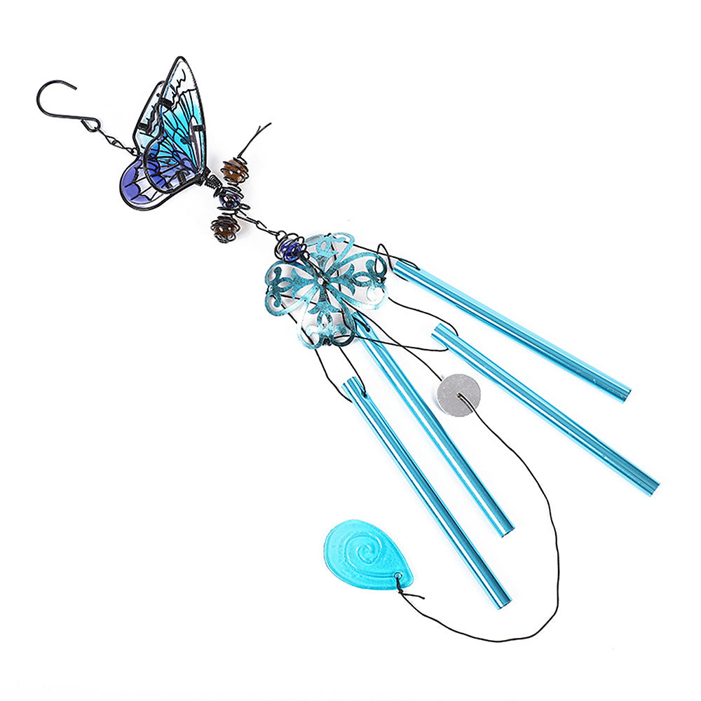 Wholesale Wind Chime 3D Butterfly Iron Metal Glass Ornament