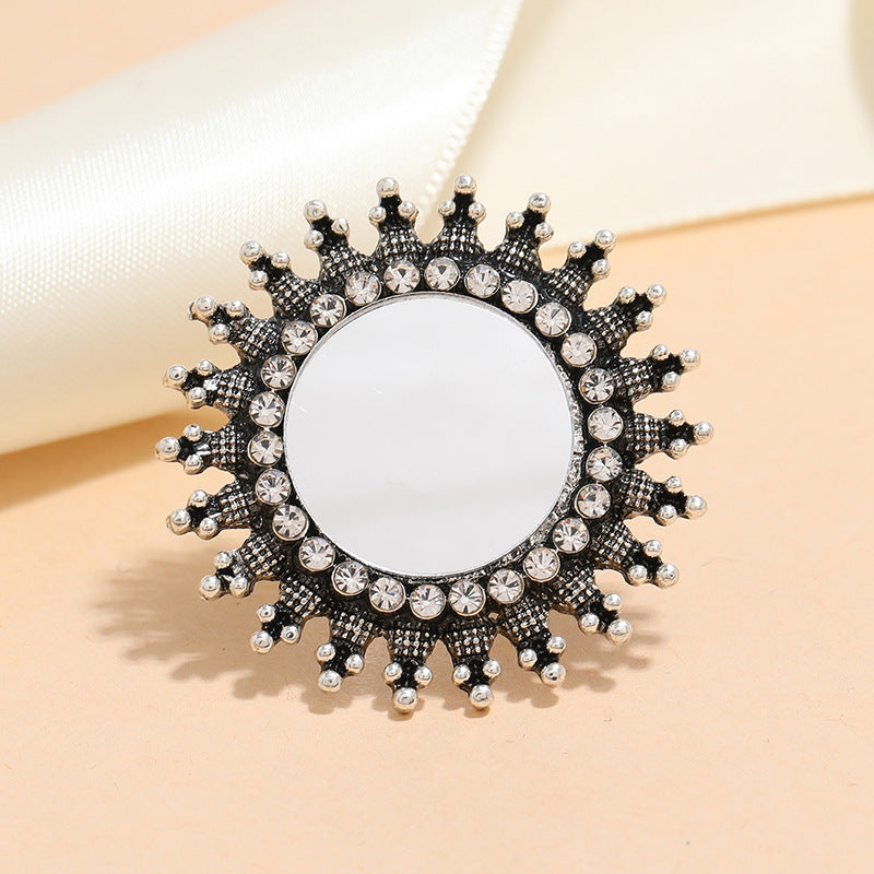 Wholesale Alloy Diamond Retro Personality Exaggerated Creative Opening Adjustable Ring