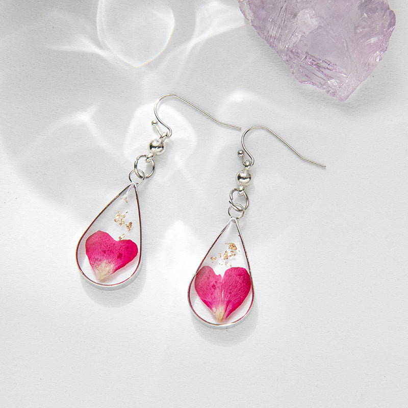 Wholesale 6pcs Fashion Teardrop-shaped Moonflower Dried Flower Earrings