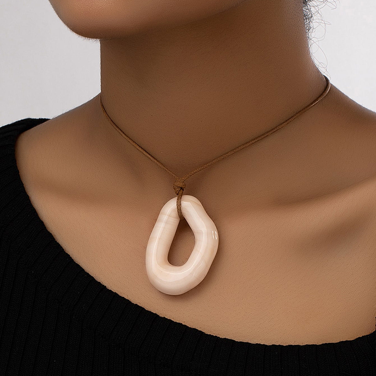 Wholesale Glass Sun Cross Geometric Pendant Rope Necklace