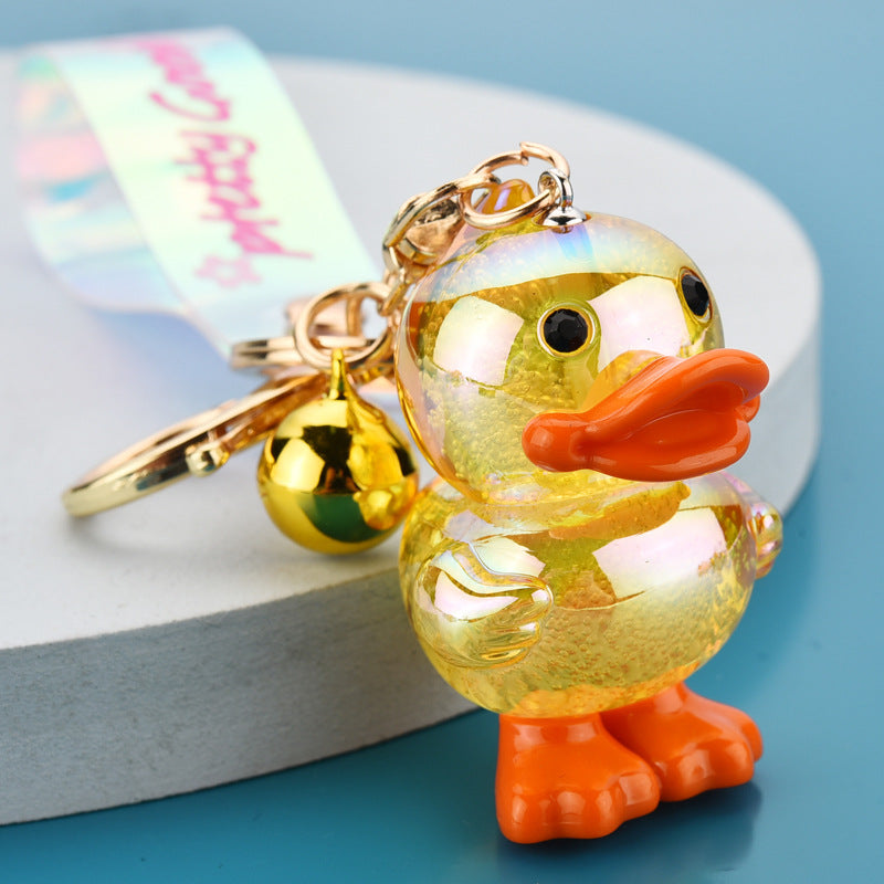 Wholesale Acrylic Fantasy Duck Print Fantasy Leather Rope Keychain