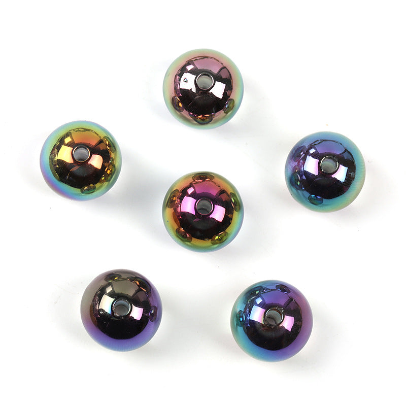 Wholesale 100pcs 16mm Acrylic Color UV Electroplating Round Beads Diy Jewelry Accessories Beads