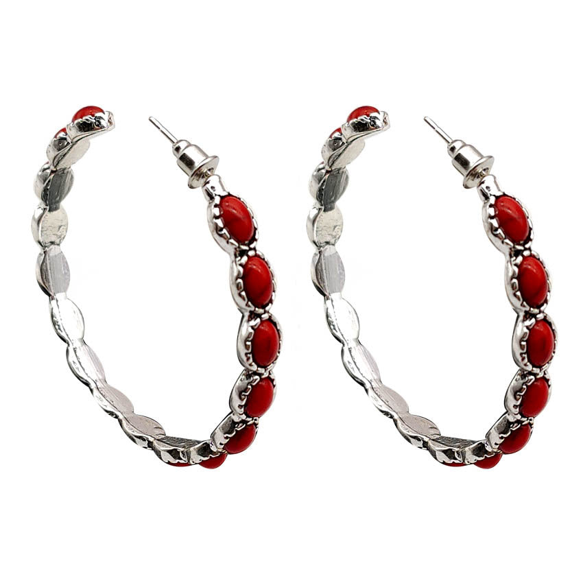 Pendientes de círculo grande de metal turquesa de forma turquesa al por mayor