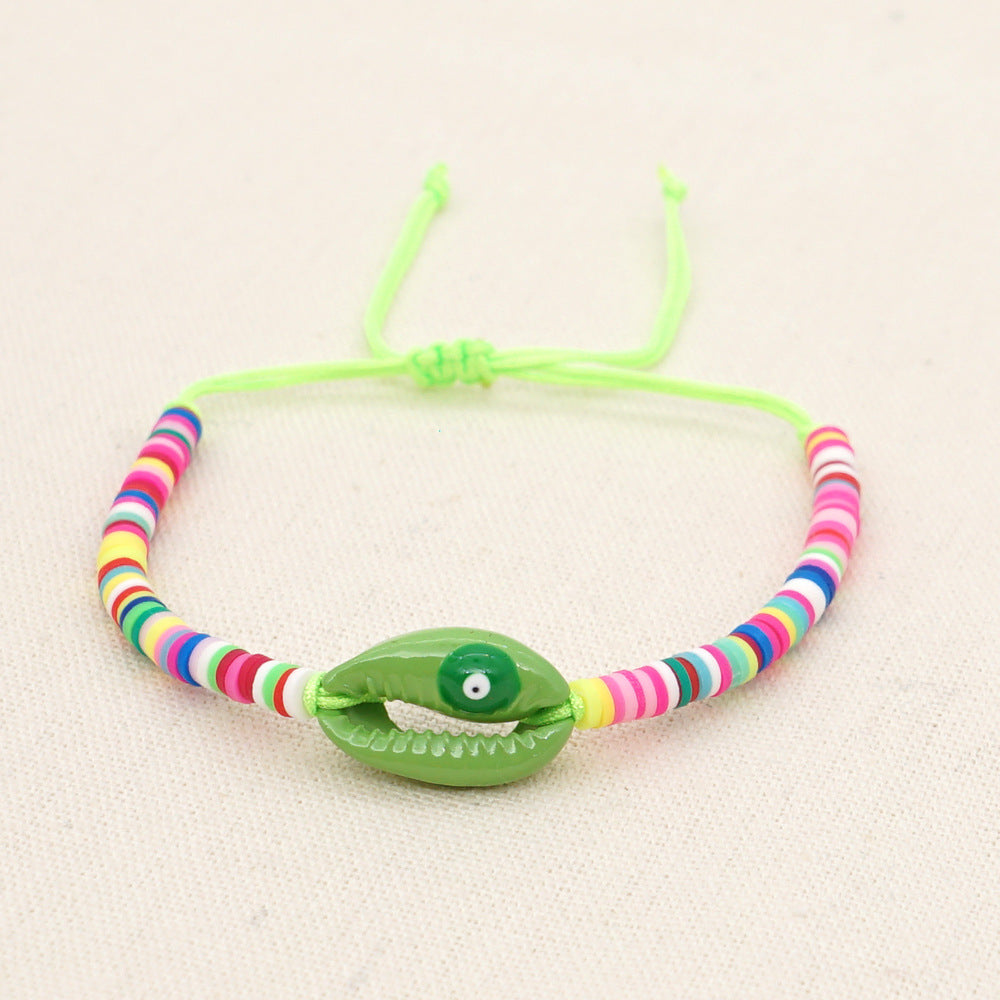 Wholesale 4mm colored polymer clay natural shell drop oil eye Bracelet