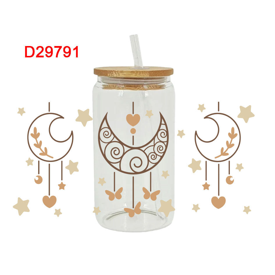 Wholesale Sun Moon Star Rainbow 16oz Cup UV DTF Wraps