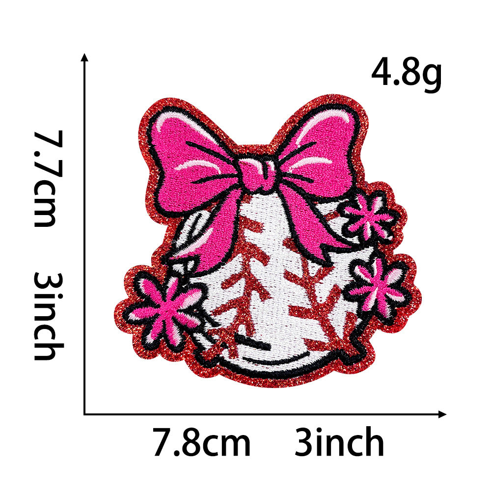 Wholesale Baseball volleyball  ball  bow sequin embroidery DIY Patches