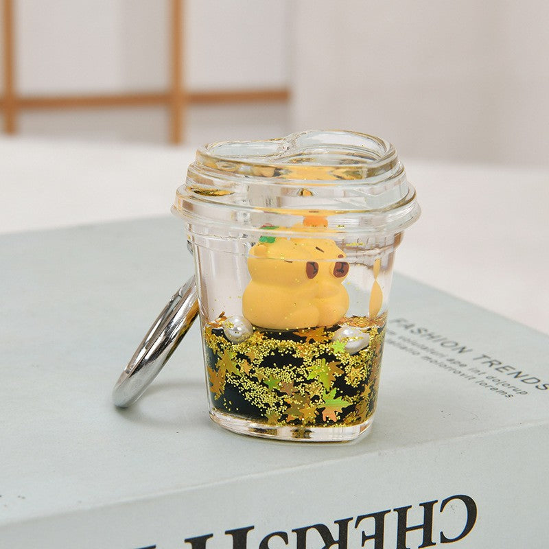 Wholesale Acrylic oil-filled capybara keychain