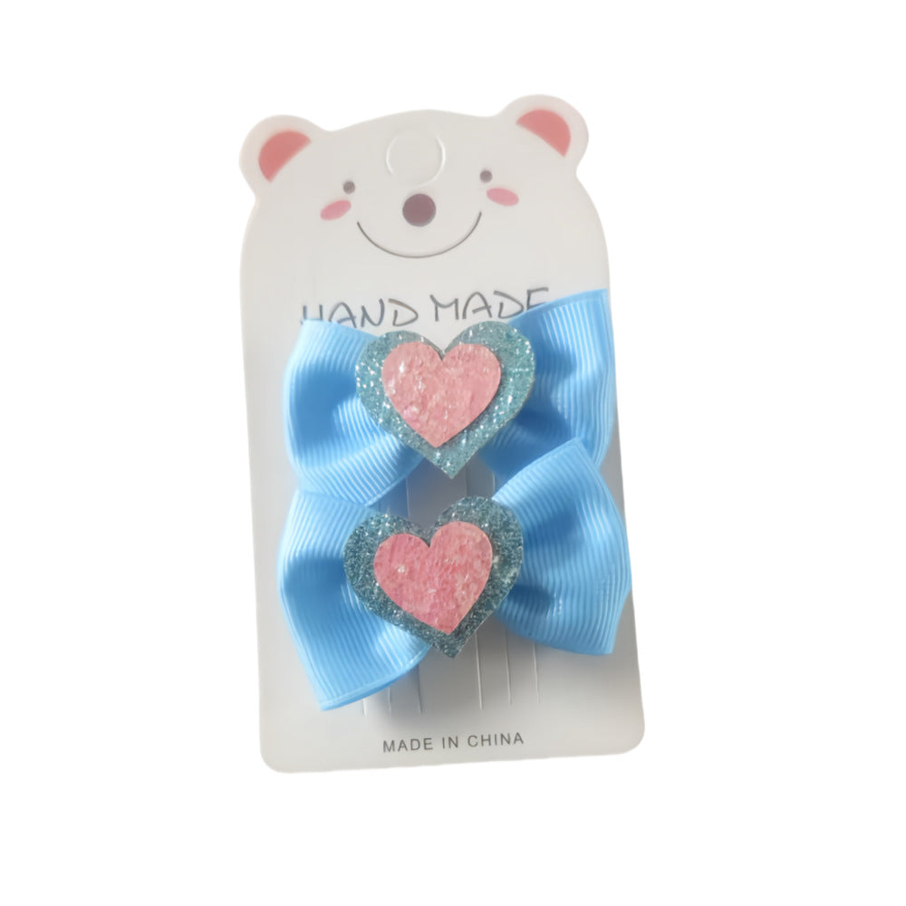 Wholesale 10pcs Valentine's Day Bow Love Hairpin Rib Ribbon Hairpin Handmade No Hair Injury Baby Hairpin Children's Headwear