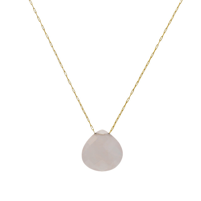 Wholesale Luxury Simple Water Drop Natural Stone Stainless Steel Necklace