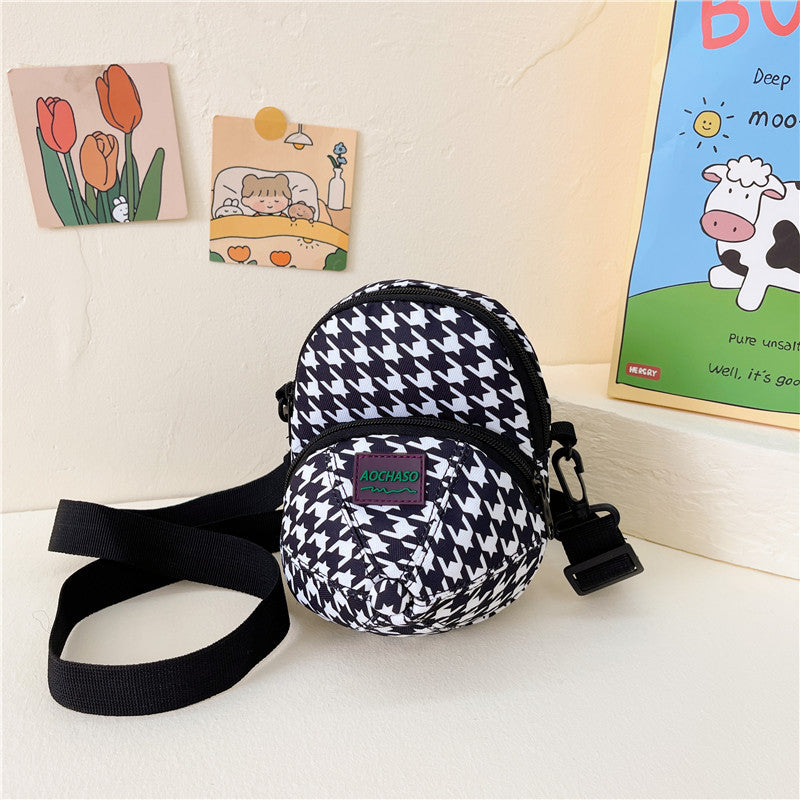Wholesale Shoulder Canvas Bag Checkerboard Messenger Bag for Children