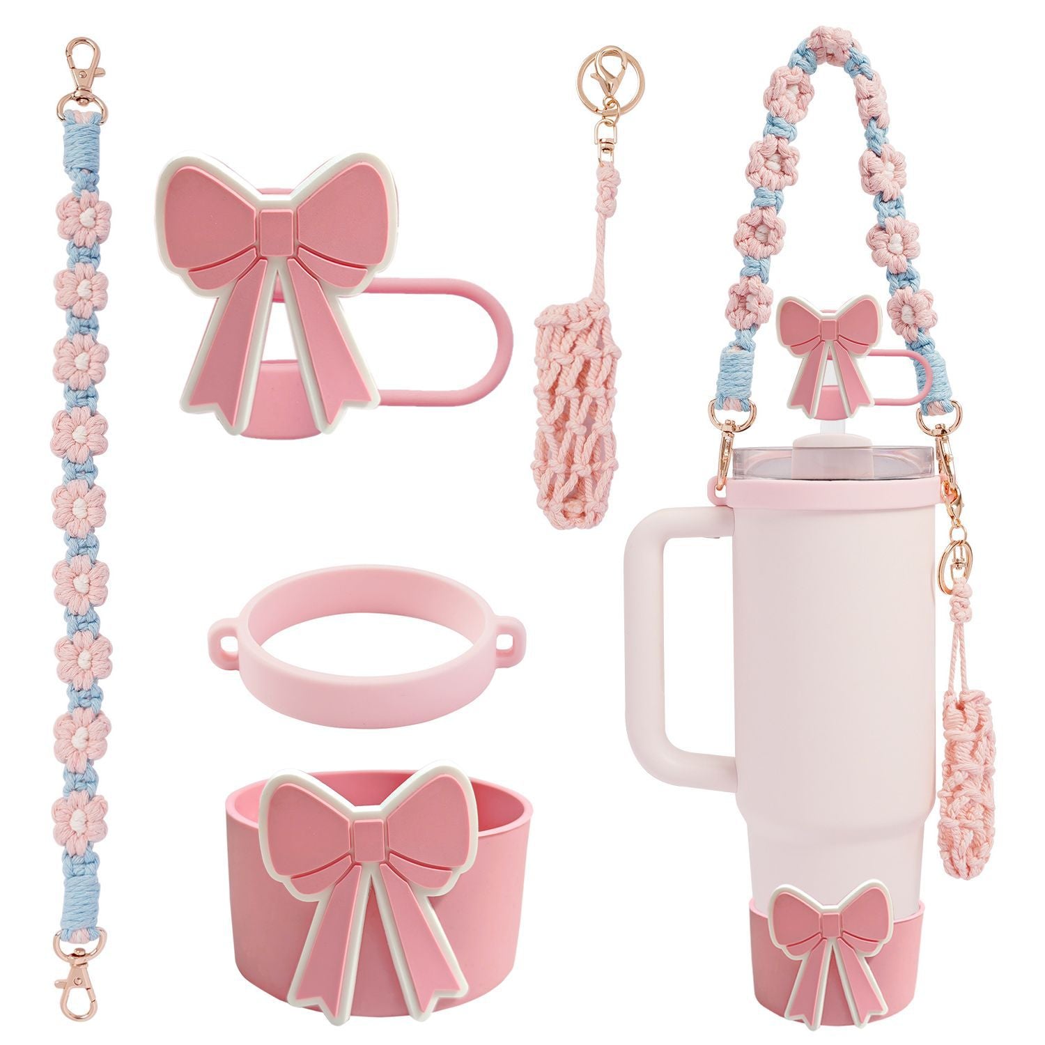 Wholesale Cup cover straw cap keychain plush elf cup accessories