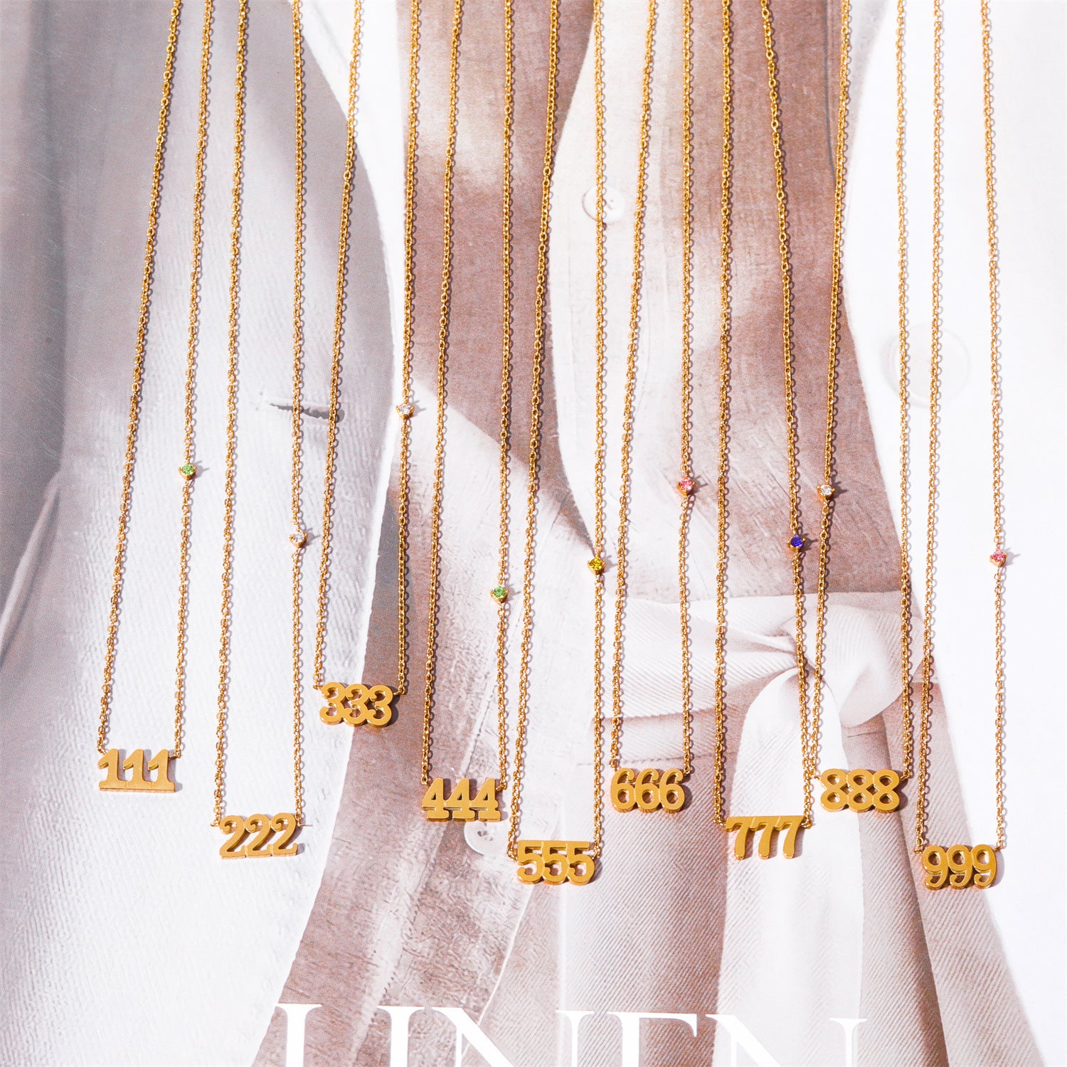 Wholesale Titanium Steel Angel Digital Diamond Necklace