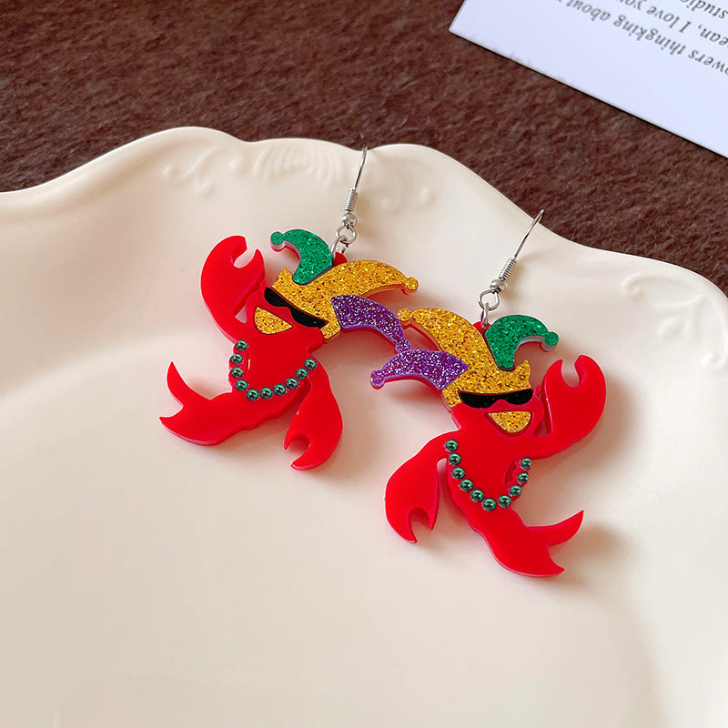 Wholesale St. Patrick's Day Cartoon Dinosaur Clown Hat Hook Carnival Party Earrings