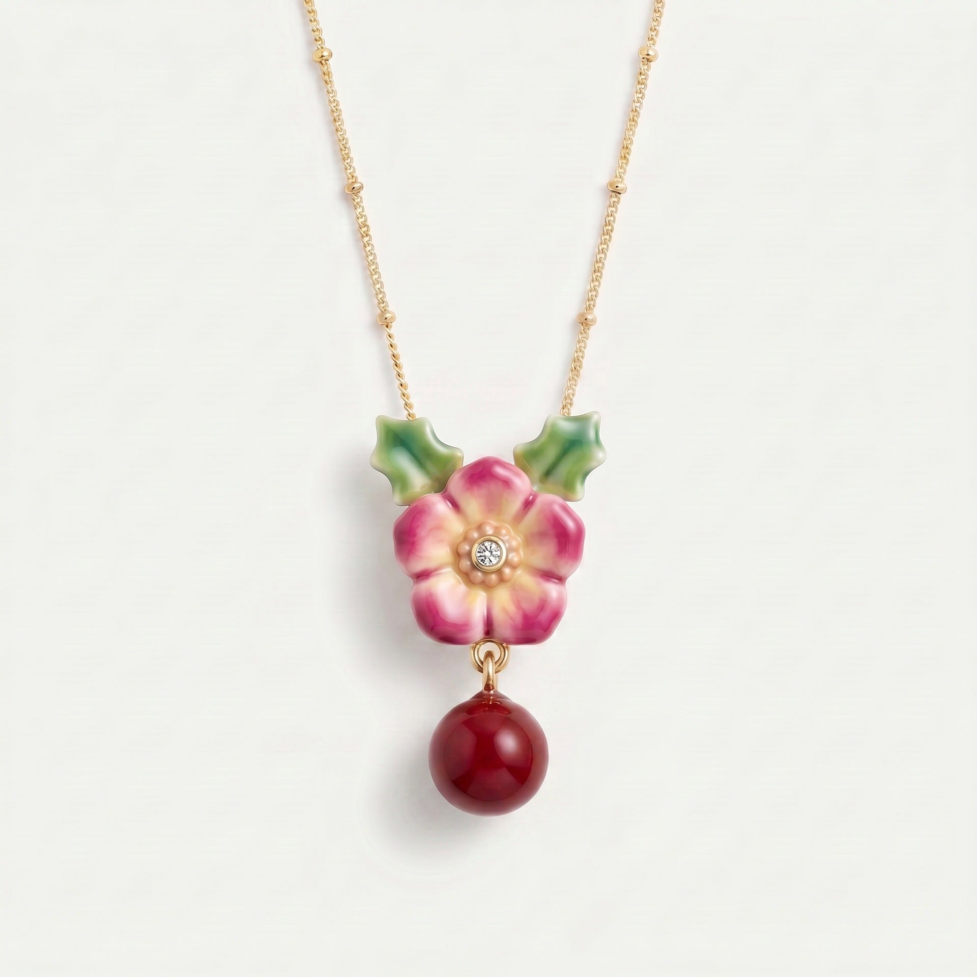 Wholesale Handmade Vintage Layered Flower Necklace With Gold Chain Pink Carnation Gradient Chic Fashion Accessory For Gift And Resale