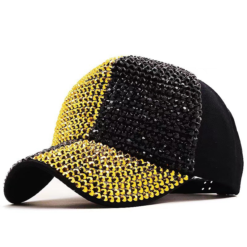 Wholesale Cotton Two-color Patchwork Diamond Studded Baseball Caps
