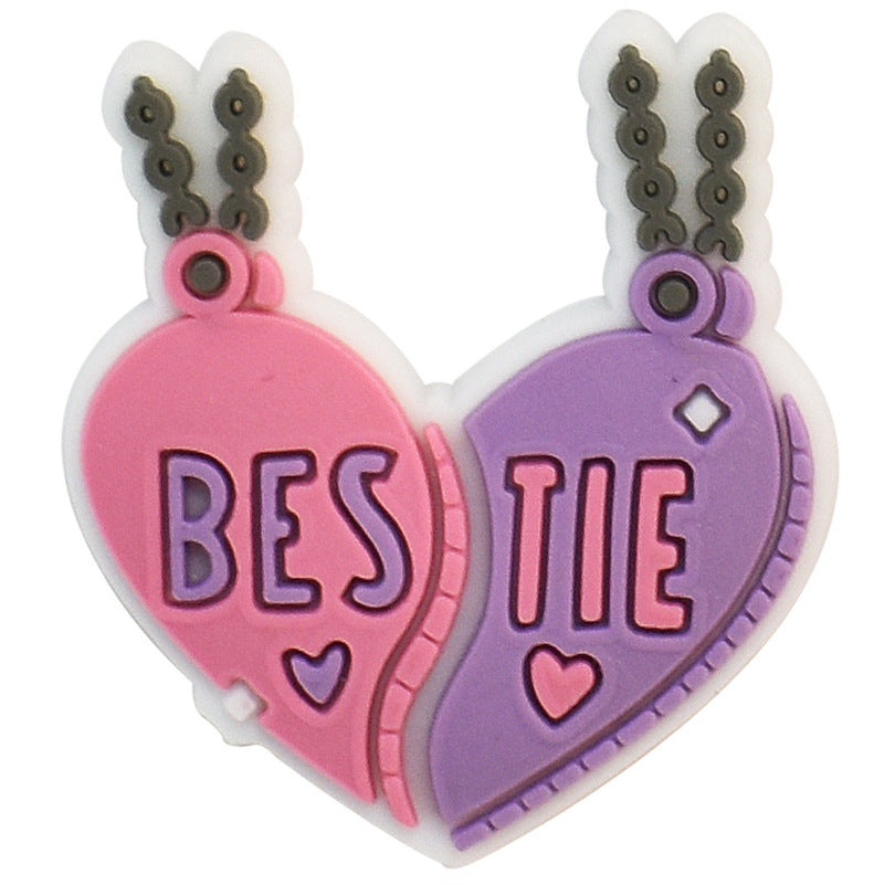 Wholesale random 100pcs Valentine' s Day  Removable Pvc Soft Glue Croc Shoes Charms