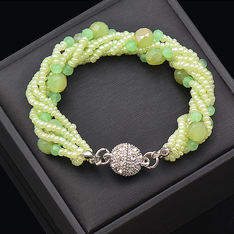 Wholesale Rhinestone Magnetic Clasp Multicolor Crystal Beads Bracelet Necklace