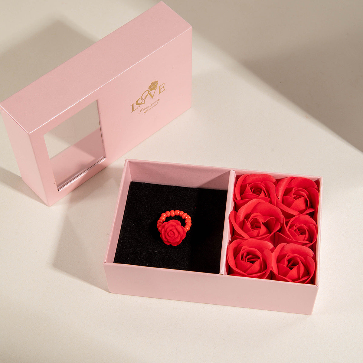 Wholesale Red Rose Resin Valentine' s Day Resin Rings