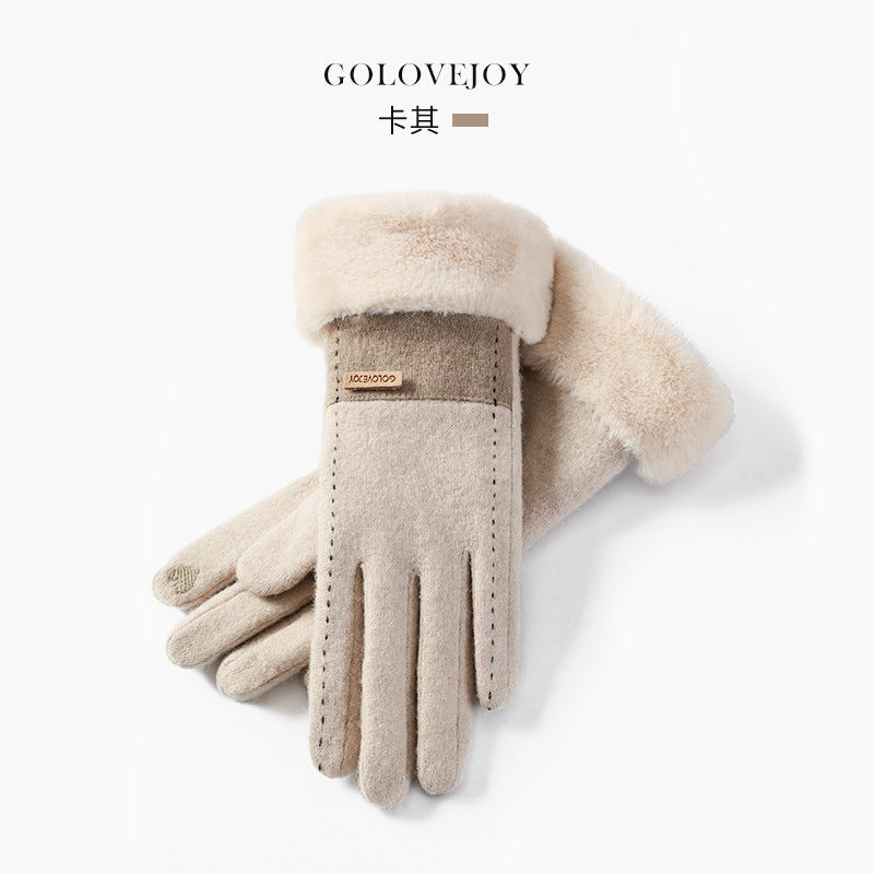 Wholesale Winter Cashmere Thickened Warm Touch Screen Gloves