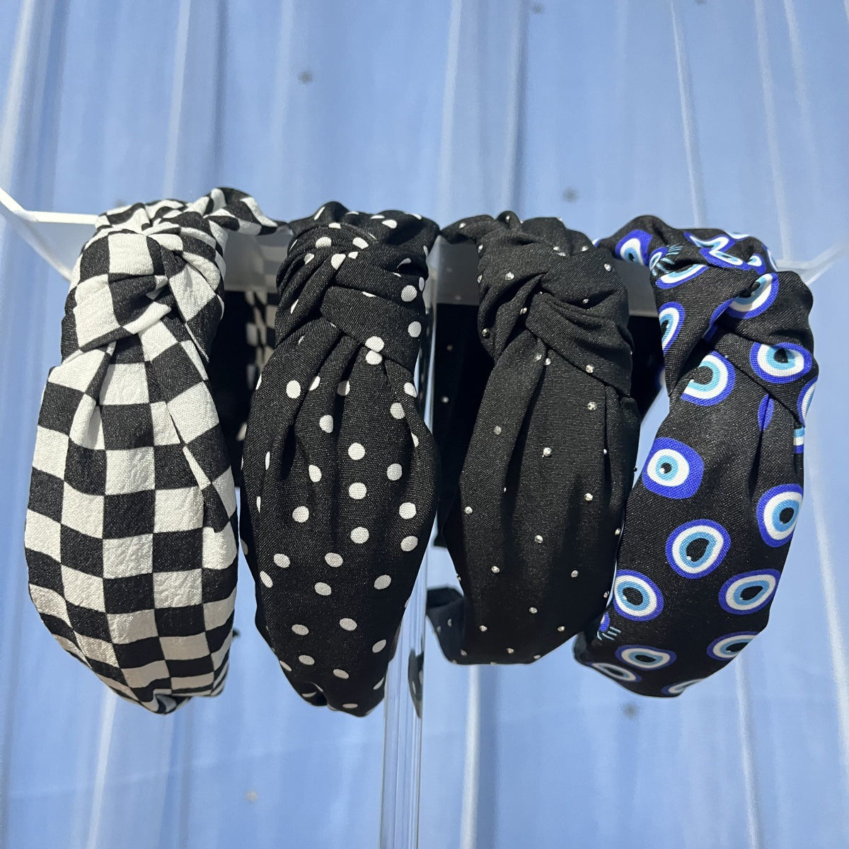 Wholesale  Polka Dot Bow Headband  Retro  Wide-Brimmed High Headband