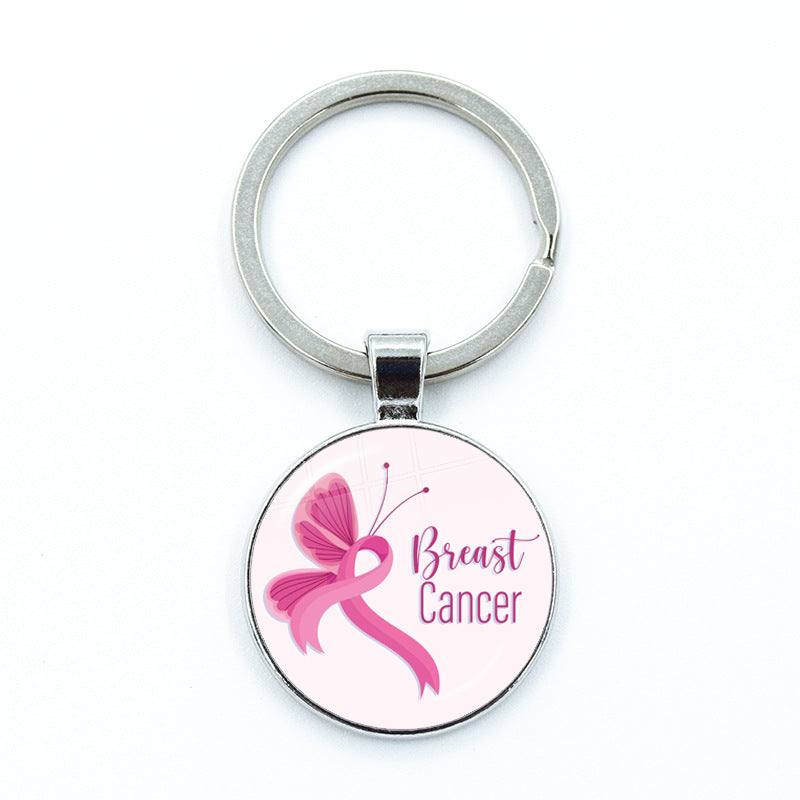 Wholesale Care Breast Cancer Vermicelli with Zinc Alloy Key Chain
