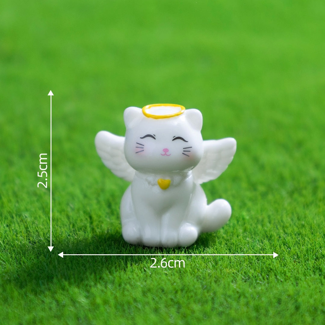 Wholesale Cute Cat Angel Devil Resin Figurine Miniature Desktop Decor DIY Accessory Gift