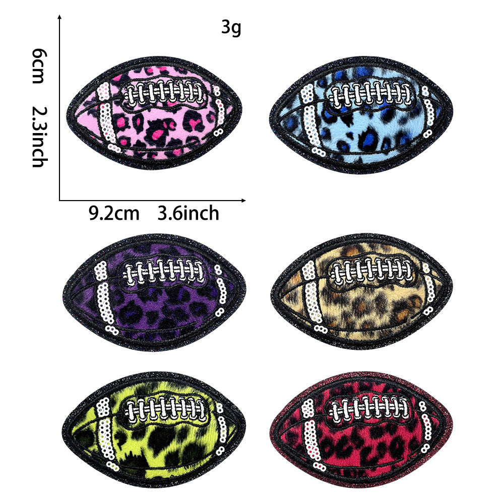 Wholesale Leopard Print Sequined Rugby Iron On Embroidery Patch For DIY Hat Coat Decoration Fashion Accessory