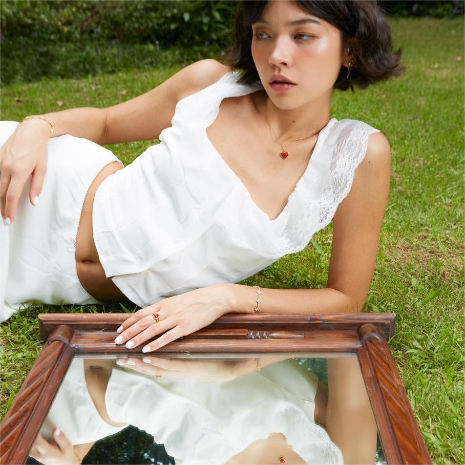 Wholesale  Imitation Natural Stone Red Gate Pendant Necklace Earrings Jewelry Set