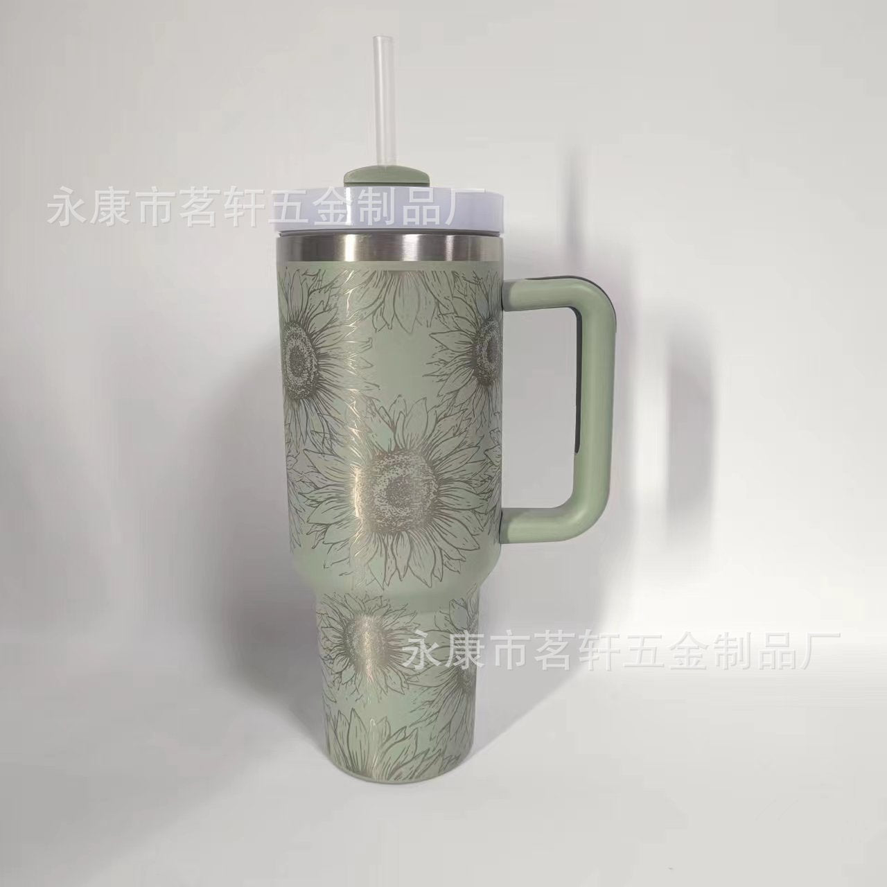 Wholesale Tumbler Ice Cup Laser Sunflower Car-mounted Stainless Steel Vacuum Insulated 40oz Handle Cup
