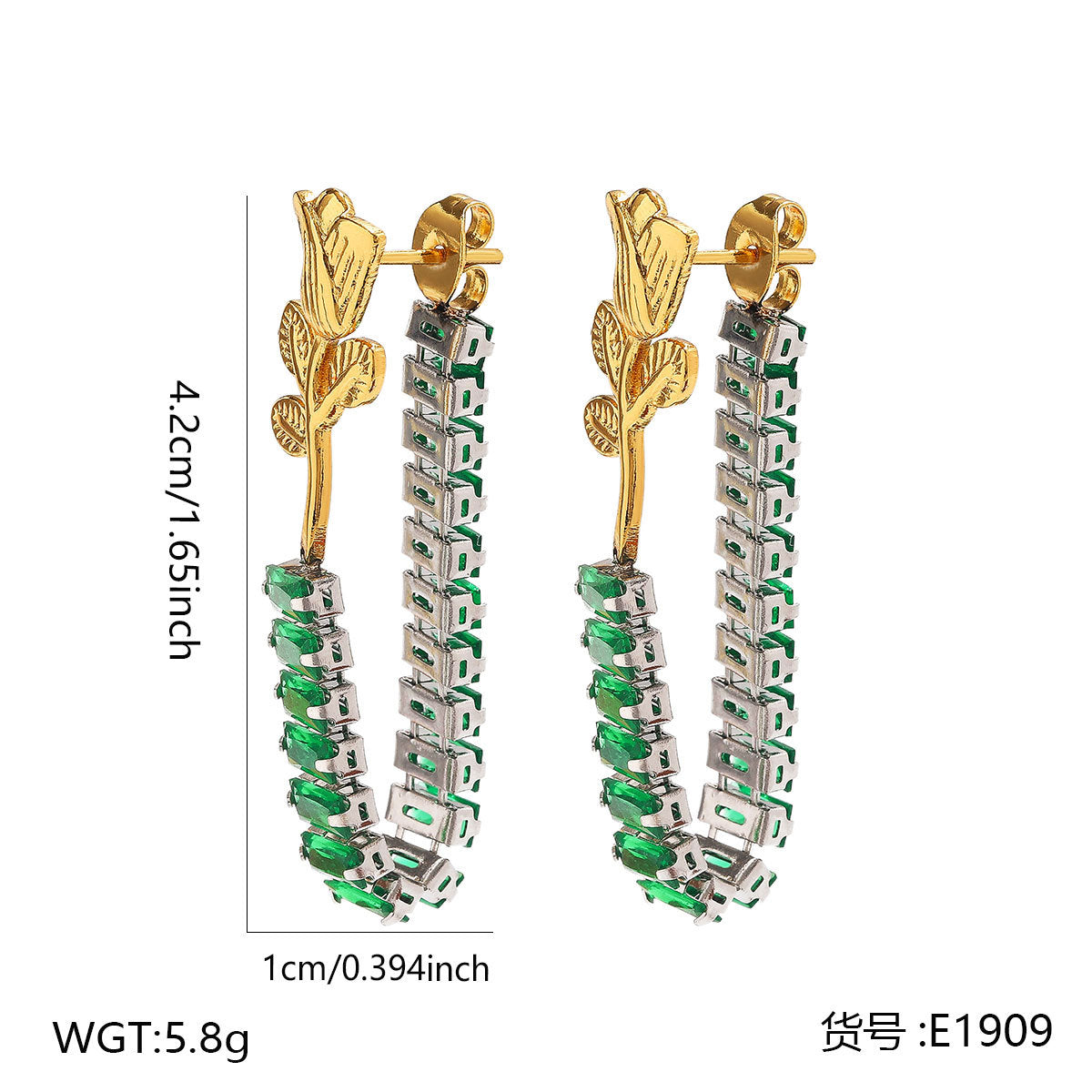 Wholesale Stainless Steel Zircon Tassel Earrings