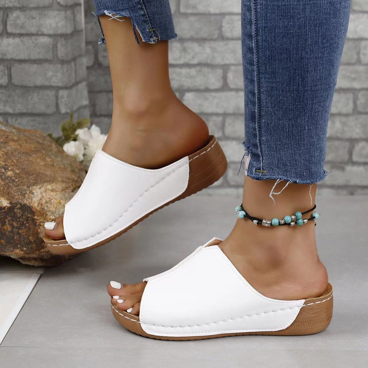 Wholesale Wedge Fashion Simple Lightweight Fish Mouth Sandals