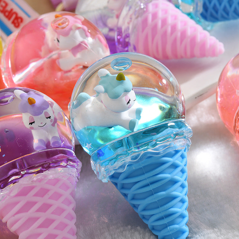 Wholesale Ice Cream Crystal Ball Quicksand Keychain