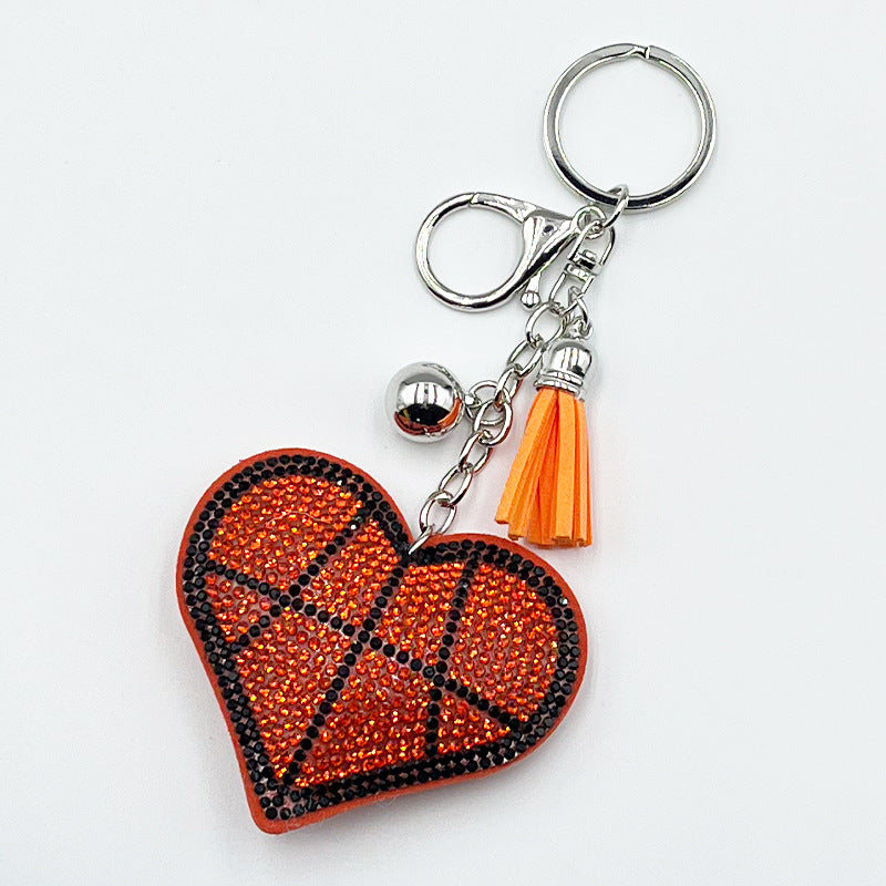 Wholesale Rhinestone Heart Keychain Tassel Pendant in Sports Style