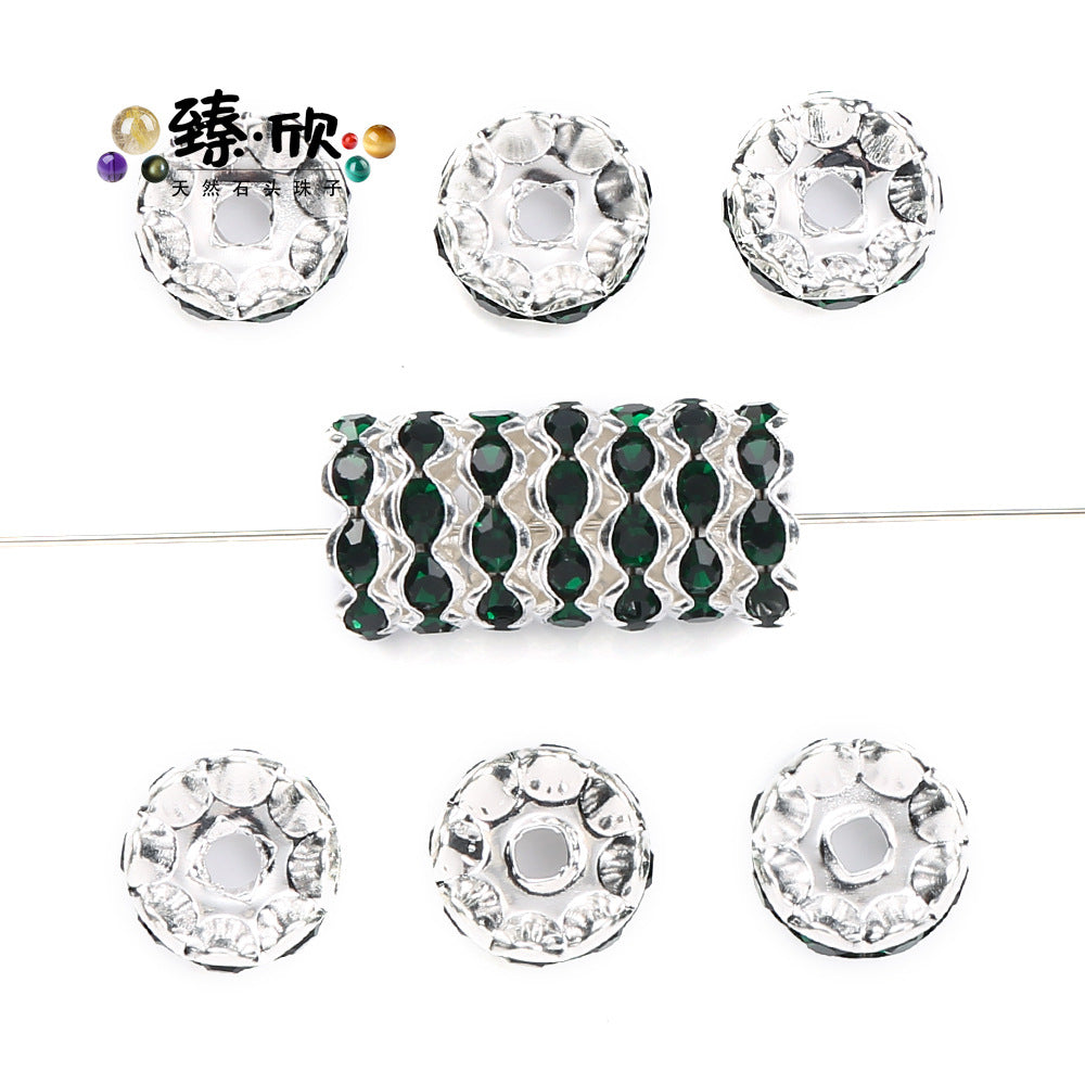 Wholesale 60pcs 12MM Color Wave Rhinestone Diamond Ring Spacer Beads