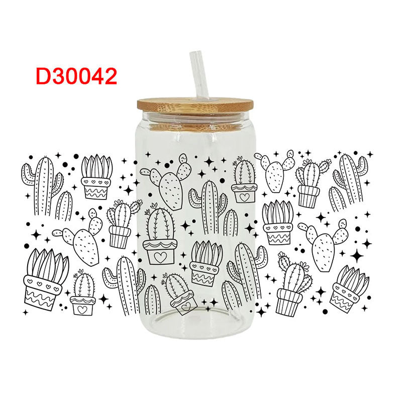 Wholesale Uv Transfer Sticker Glass Cup 16oz Cup UV DTF Wraps