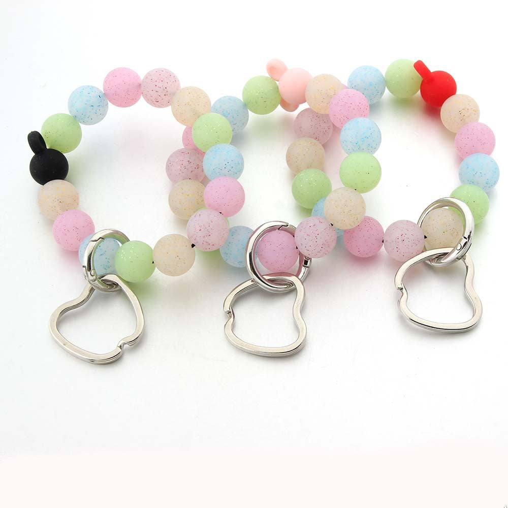 Wholesale Bohemian Transparent Printed Silicone Apple Wrist Keychain