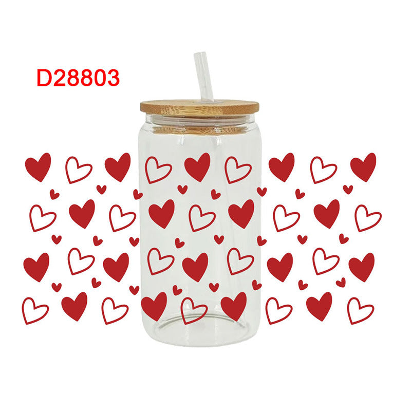 Wholesale Pink Love Valentine's Day 16oz Cup UV DTF Wraps