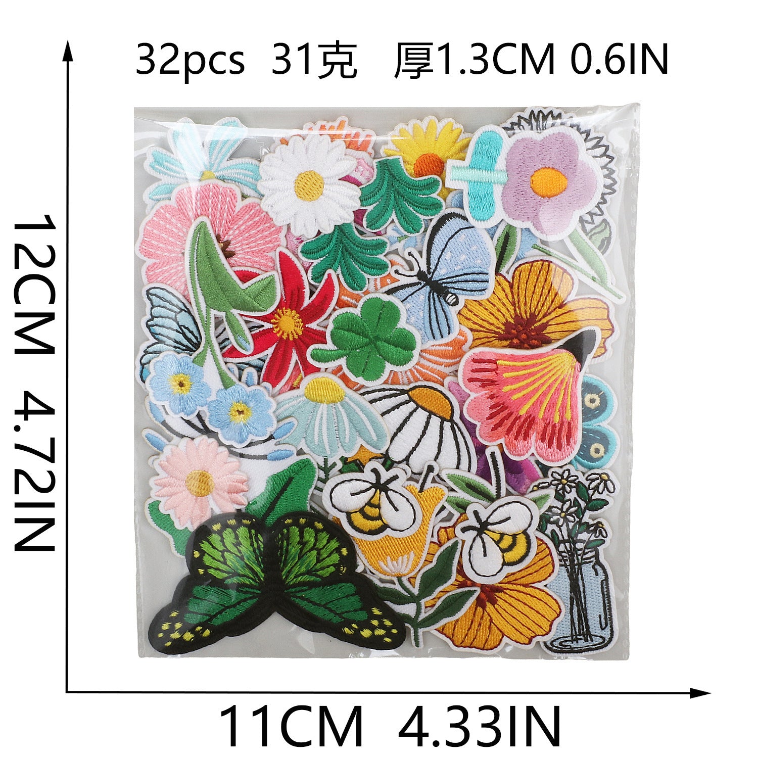 Wholesale Floral Embroidery Patch Butterfly And Bee Design Polyester Thread Clothing Decorative Accessory Everyday Gift Boutique Resale