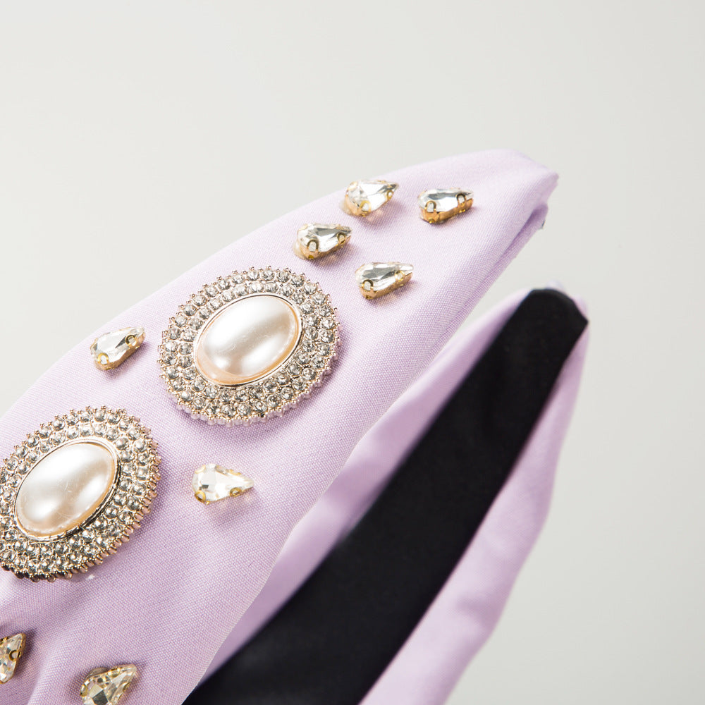 Wholesale Pearl Rhinestone Knotted Pressed Hair Hoop